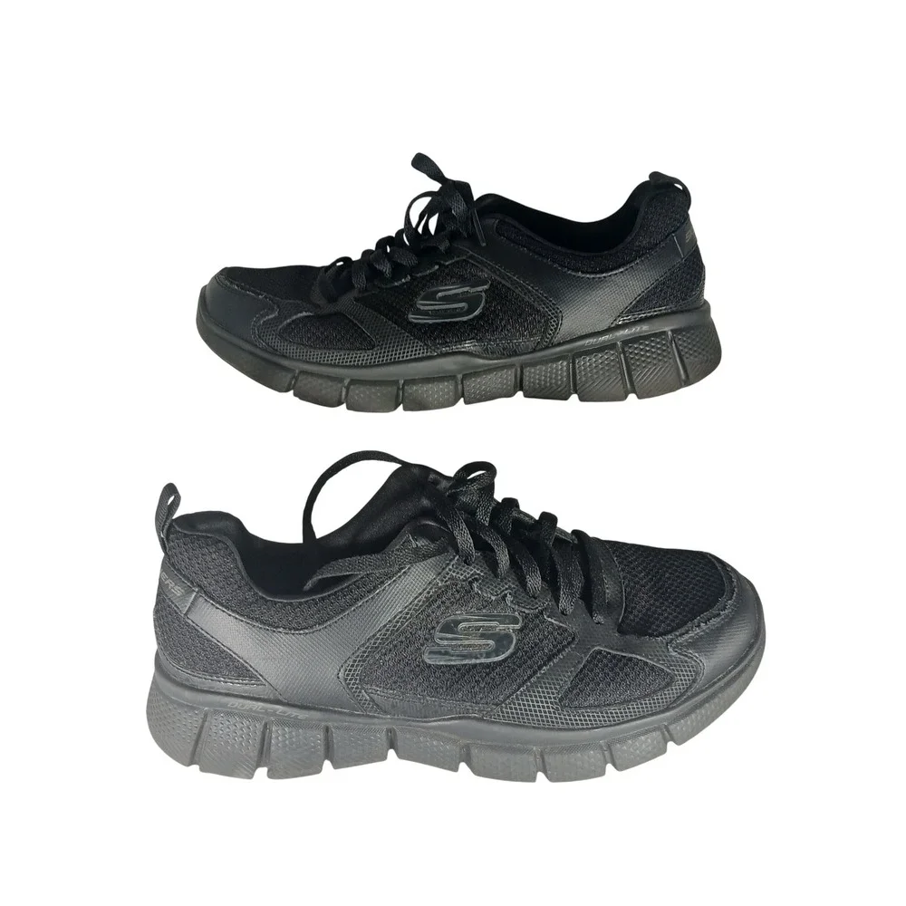 Skechers Relaxed Fit Dual-Lite Mens 8 Black Memory Foam Sneakers 51532 BBK